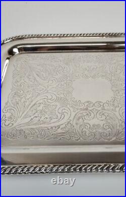 Vintage Large Ornate Footed Sheridan 23x13 Silverplated Serving Tray