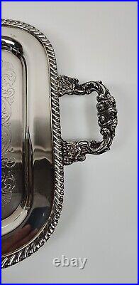 Vintage Large Ornate Footed Sheridan 23x13 Silverplated Serving Tray