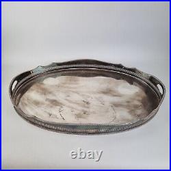 Vintage Large Silver Plated Galleried Tray62cm Long