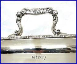 Vintage Large Silver Plated Serving Tray with Handles 59.5 x 37cm Celtic Design