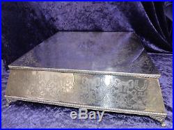 Vintage Large Silver on Copper Cake Plateau Stand With Embossed Wedding Motifs
