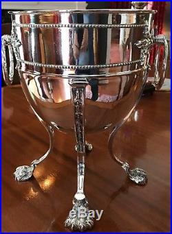 Vintage Large Silverplate Wine Cooler/Ice Bucket Stand for Table Top