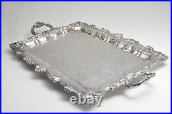 Vintage Large WALLACE 27.5 Footed Silverplate Waiter Serving Tray- Nice