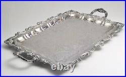 Vintage Large WALLACE 27.5 Footed Silverplate Waiter Serving Tray- Nice