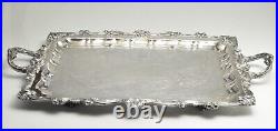 Vintage Large WALLACE 27.5 Footed Silverplate Waiter Serving Tray- Nice