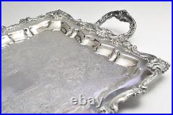 Vintage Large WALLACE 27.5 Footed Silverplate Waiter Serving Tray- Nice