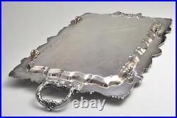 Vintage Large WALLACE 27.5 Footed Silverplate Waiter Serving Tray- Nice