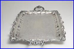 Vintage Large WALLACE 27.5 Footed Silverplate Waiter Serving Tray- Nice