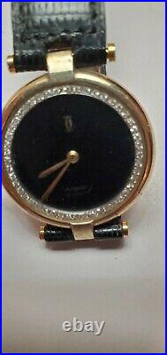Vintage Le Must De Cartier Argent Quarz 925 Silver. Gold Plated 20 Micron Watch