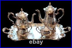 Vintage Leonard Silver Plate Footed Coffee & Tea 6 Piece Set