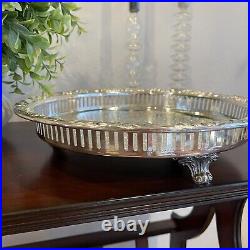 Vintage Leonard Silver Plated Antique Celtic Round Embossed Serving Tray Platter