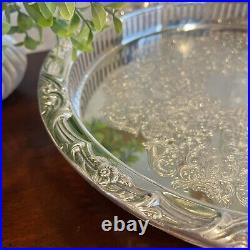 Vintage Leonard Silver Plated Antique Celtic Round Embossed Serving Tray Platter