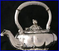 Vintage Melon Pattern Silver Plate Tilting Tea Pot Tipping Tea Pot Coffee Pot