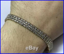 Vintage Mens Gold Plated Sterling Silver Diamond. 15ct Bracelet Unisex 7.5 16g