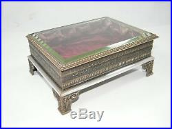 Vintage Meriden B. Company Silver Plate / Beveled Glass Jewelry / Trinket Box