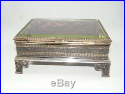 Vintage Meriden B. Company Silver Plate / Beveled Glass Jewelry / Trinket Box