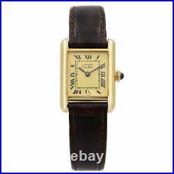 Vintage Must de Cartier Tank 20mm Gold Plated Argent Manual Wind Ladies Watch