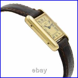Vintage Must de Cartier Tank 20mm Gold Plated Argent Manual Wind Ladies Watch