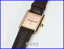 Vintage Must de Cartier Tank Gold Plated Silver Wrist Watch