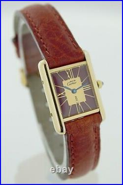 Vintage Must de Cartier Tank Vermeil 925 Silver Gold Plated Ladies Watch