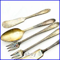 Vintage National Silver Plate 6 Pcs Flatware Set Including Spoon / Fork / Knife