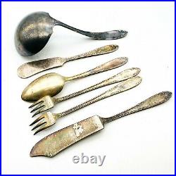 Vintage National Silver Plate 6 Pcs Flatware Set Including Spoon / Fork / Knife