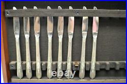 Vintage Nobility Plate Royal Rose 68 Pieces Silverware with box + Steak Knifes