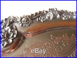 Vintage OB Allan Silver On Copper Large & Heavy Serving Tray, 24 1/2 X 17