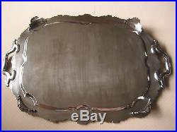 Vintage OB Allan Silver On Copper Large & Heavy Serving Tray, 24 1/2 X 17