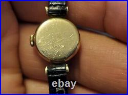 Vintage Omega Gold Plated Leather Hand Winding Ladies Watch