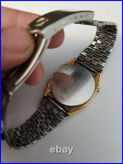 Vintage Omega Speedmaster LCD TV Dial Men's Wrist Watch Digital Gold Plated
