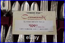 Vintage Oneida Community EVENING STAR Silver Plate Flatware Set 77 Pieces