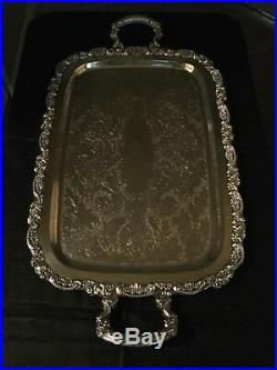 Vintage Oneida Silverplate Large Serving Tray In DuMaurier Pattern