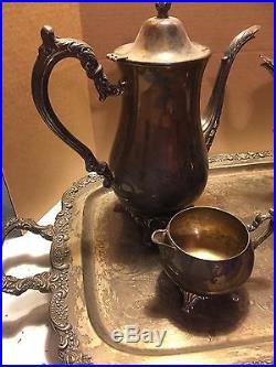 Vintage Oneida Silverplate Tea/Coffee Set With Footed Tray