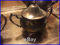 Vintage Oneida Silverplate Tea/Coffee Set With Footed Tray