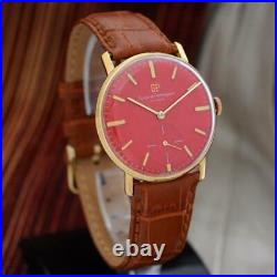 Vintage Original Girard Perregaux Gold Plated Manual Wind Gents Watch Red Dial