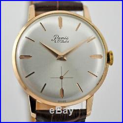 Vintage Original Renis Mint Rare Gold Plated Manual Wind Gents Watch Swiss Made