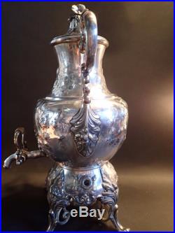 Vintage Ornate Silverplate Samovar Coffee Pot Urn with Burner Clean