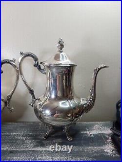 Vintage Ornate Silverplate Tea Pot Set. 4 Pieces