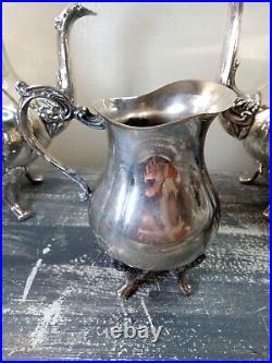 Vintage Ornate Silverplate Tea Pot Set. 4 Pieces