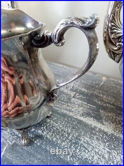 Vintage Ornate Silverplate Tea Pot Set. 4 Pieces