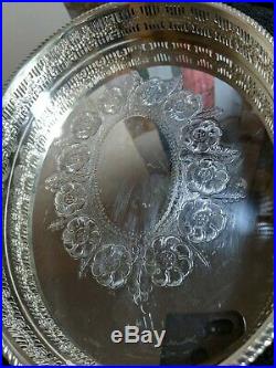Vintage Oval silver tone Sheffield Made Gallery Serving Tray export marks