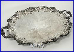 Vintage POOLE Silver Co. HUGE ornate tray, platter, silver plate, large, big
