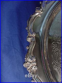 Vintage POOLE Silver Plated Footed 16 Serving Tray BRISTOL PATTERN