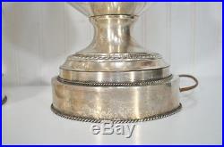 Vintage Pair Silver Silverplate Trophy Loving Cup Urn Form Converted Table Lamps