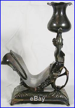 Vintage Pairpoint Quadruple Silverplate Figural Fish Maiden Holder No Reserve