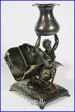 Vintage Pairpoint Quadruple Silverplate Figural Fish Maiden Holder No Reserve