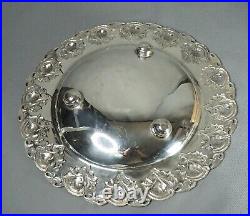 Vintage Plata Silverplated Centerpiece Platter Fruit Bowl Footed Plate withRoses