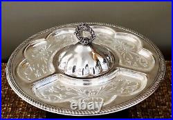 Vintage Plated Copper FB ROGERS LAZY SUSAN 7722 Dome Top Original Glass Inserts
