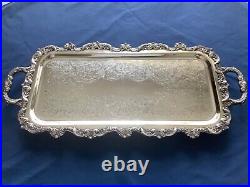 Vintage Poole Old English Footed Butler Serving Tray 5301 EPCA Silver Plate